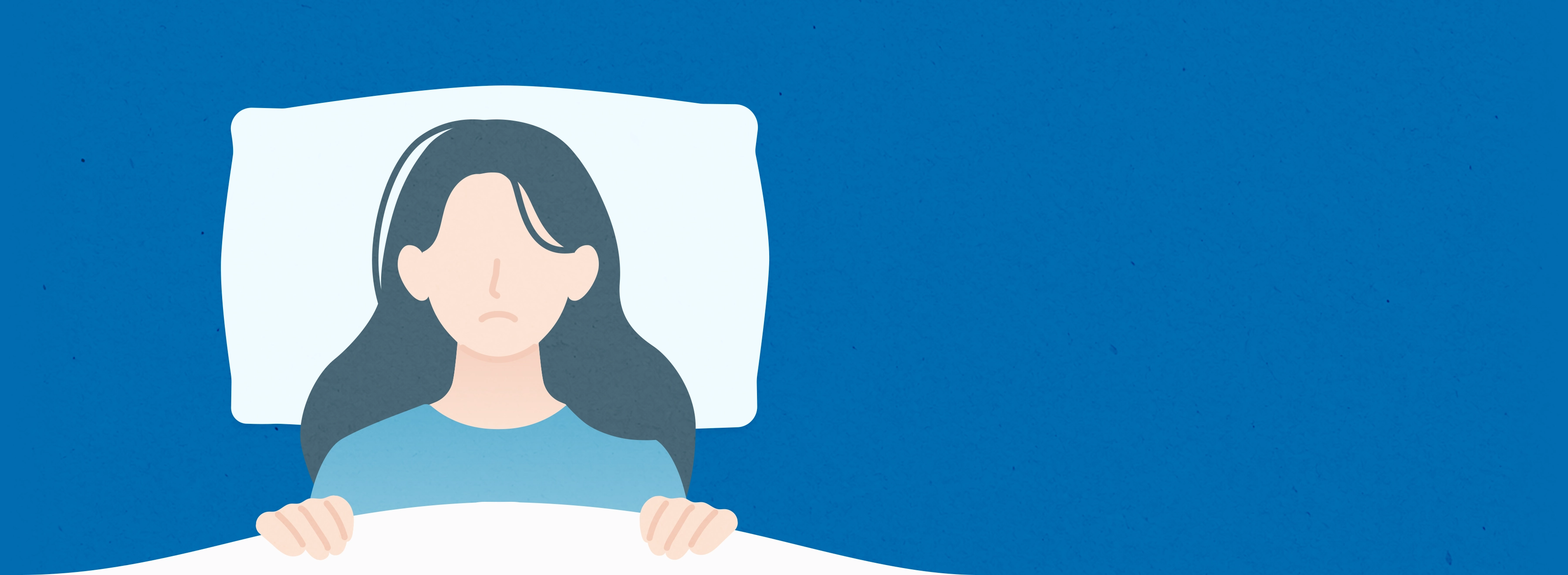 眠れずにベッドで横になっている人のイラスト