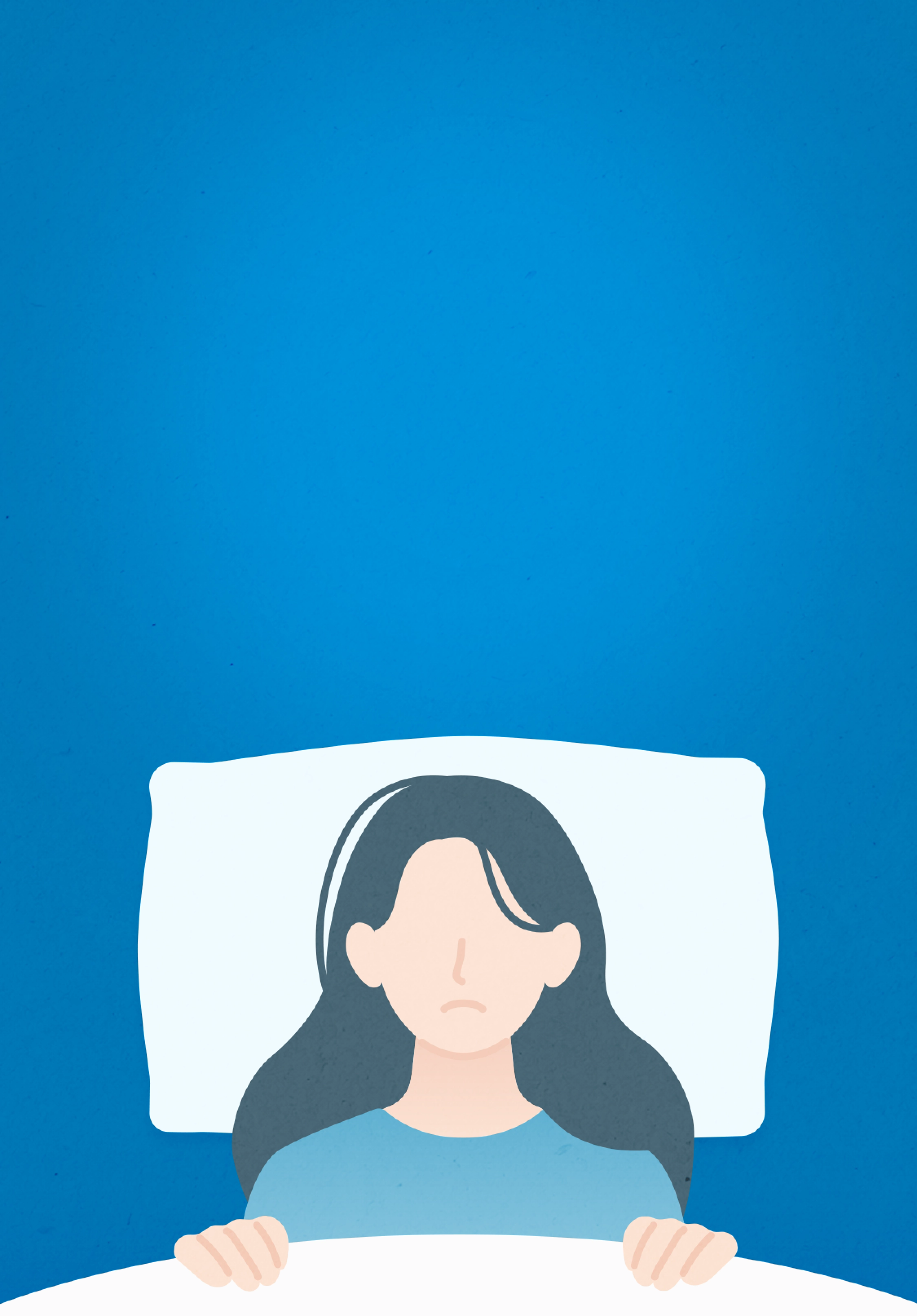 眠れずにベッドで横になっている人のイラスト